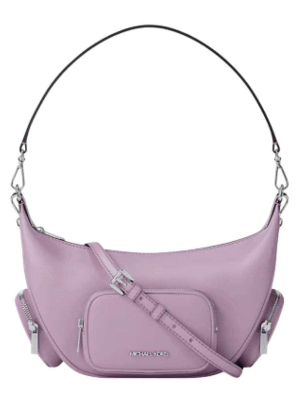 Michael Kors Med Merritt Pebbled Leather Convertible Shoulder Bag Light Quartz